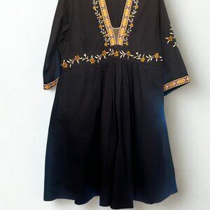Eshakti Wayward Fancies Embroidered Boho Navy Dress with Pockets XL